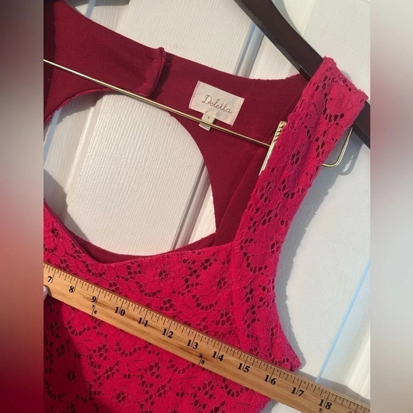 ANTHROPOLOGIE Deletta Med Fuscia Lace Embroidery Lined Sleeveless Eyelet Dress - Picture 9 of 14
